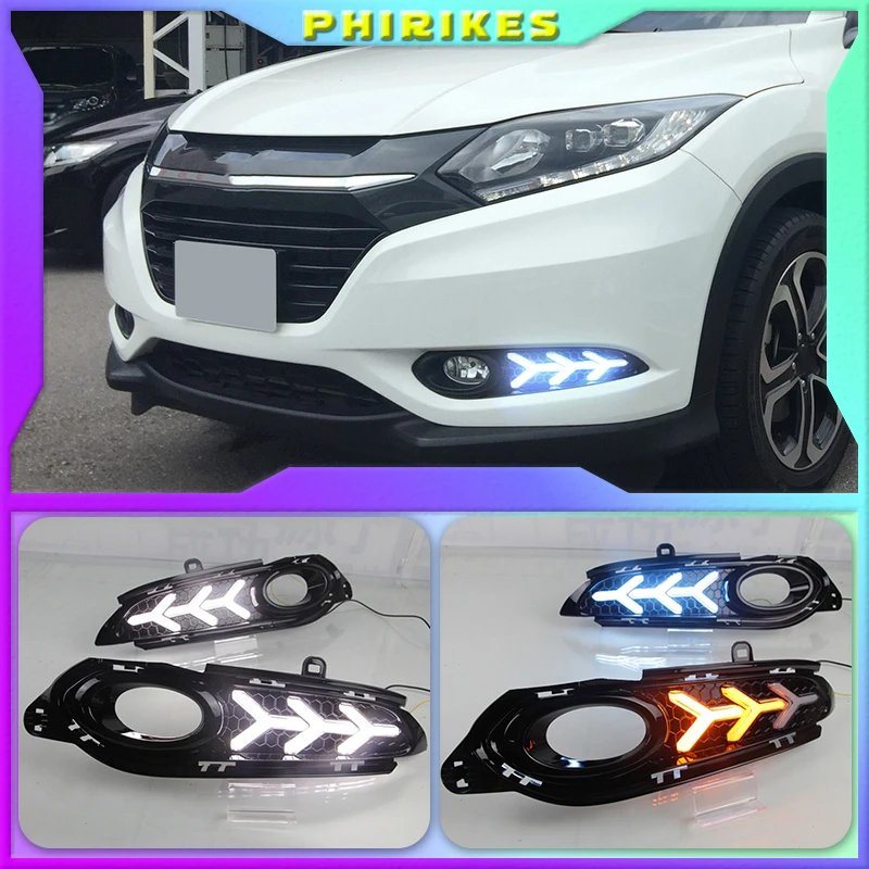 

2PCS For Honda HRV HR-V Vezel 2014 2015 2016 2017 2018 LED DRL Daytime Running Lights Daylight Waterproof Signal car Styling