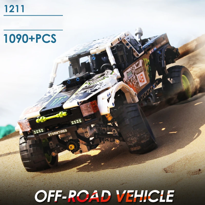 

Technics storm tires off-road vehicle car in block Pickup mode building bricks assemblage toys collection for gifts