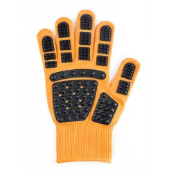 Pet Grooming Glove and Massage Brush for Gentle Cleaning and Hair Removal (Yellow)