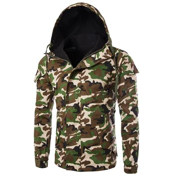 

Spring and autumn new men's jacket printed camouflage slim hooded Casual jacket high quality jacket men plus size XXL