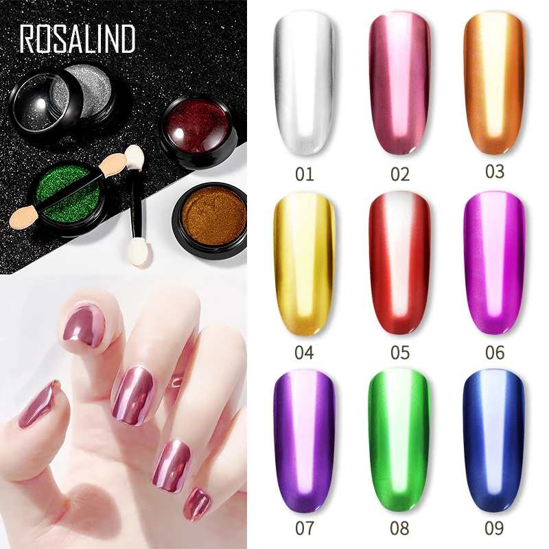 ROSALIND Nails Glitter Art Pigment Powder Gel Polish Mirror Manicure Sparkles For UV Chrome Holographic Nail Decorations | Красота и