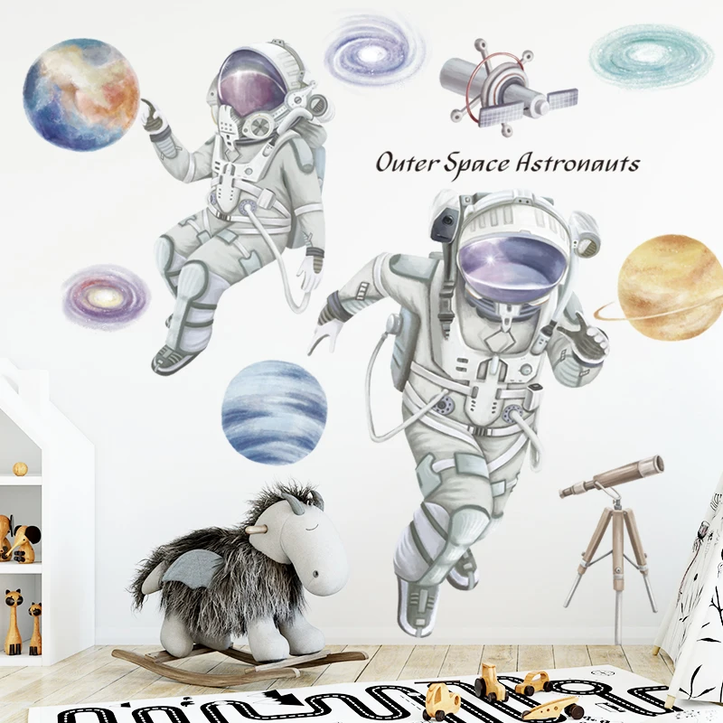 large Cosmic Space Astronaut Wall Stickers for Kids Room Children Bedroom Kindergarten Decoration Sci-fi Wall Sticker boy gift