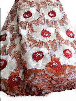 

Free Shipping beige High quality wedding lace African Fabric 5 Yards 100% Cotton Swiss Voile Lace-NB0189BC