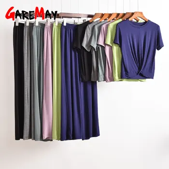 

GareMay 2 Peice Set Women Elegant Pants Sets Female Casual Outfits Two Piece Set Korean Sports Suit Black Cotton Tracksuit