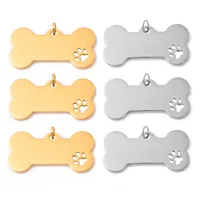 5Pcs/Lot Custom New Stainless Steel Dog Bone Hollow Pet Paw Tag Puppy Pendant Charm Accessories Jewelry Findings Wholesales 1