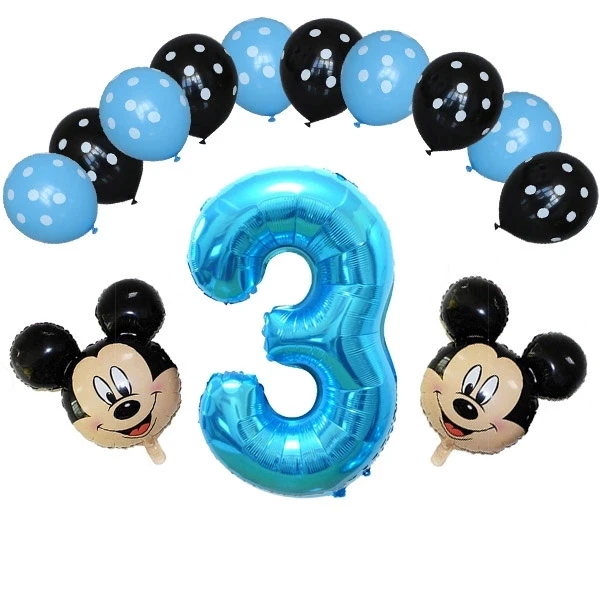 

13PCS/set Minnie Mickey mouse head foil balloons number balloons Polka Dot Latex Baloon Baby Shower Birthday Party Decoration