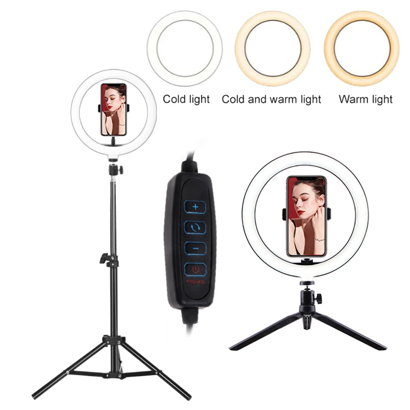 사진 조명 삼각대 스탠드 카메라 사진 스튜디오 서클 Led 셀피 링 라이트 전화 램프 비디오 채우기 유튜브 세트