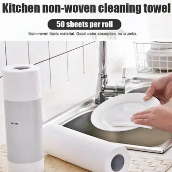 

1 Roll Reusable Washable Non-woven Bamboo Kitchen Dish Cloth Washing Clean Towel