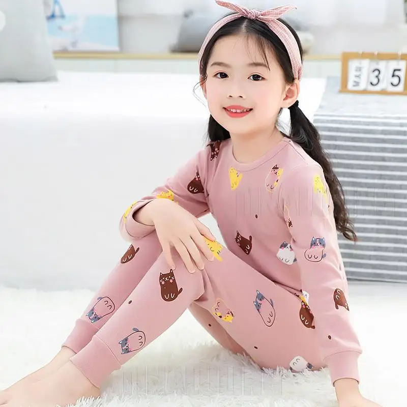 Children Animal Cartoon Sleepwear Homewear Kids Knitting Pyjamas Infantil Baby Full Sleeve Cotton Clothes Birthday Holiday Gift