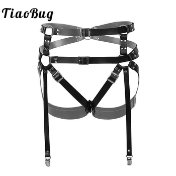 

Women's Fashion Punk Gothic PU Leather Body Sexy Harness Adjustable Waist Leg Garter Belts Lingerie Festival Rave Party Clubwear