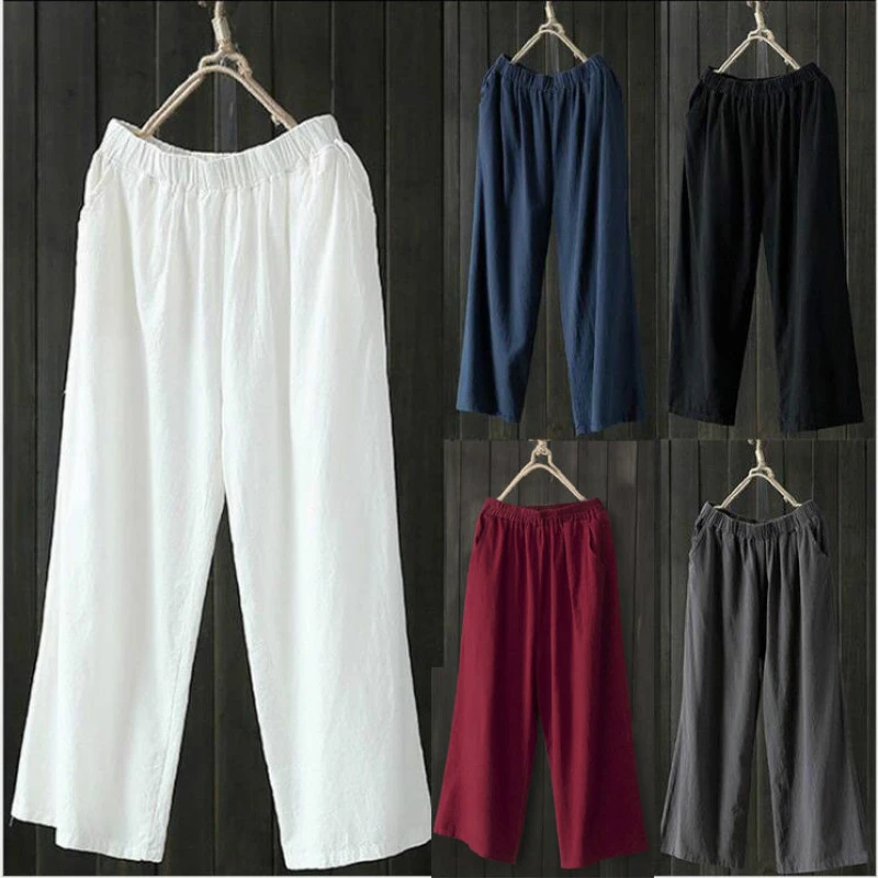 plus size white cotton pants