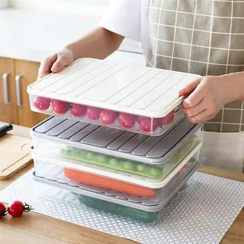 

2pcs Plastic Refrigerator Crispers With Lid Sealed Dumpling Box Food Container For Kitchen Home Storage Box