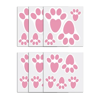 

6 Pcs Easter Graffiti Wall Stickers Cartoon Rabbit Footprint Home Decor Removable DIY Decal for Wall Window Decor Bedroom Living