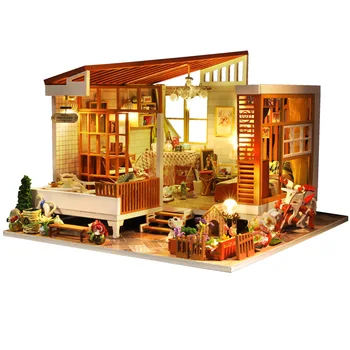 

3D Handmade DIY Doll House With Furnitures Wooden Miniature Dollhouse Miniaturas Toys For Children Birthday Christmas Gifts