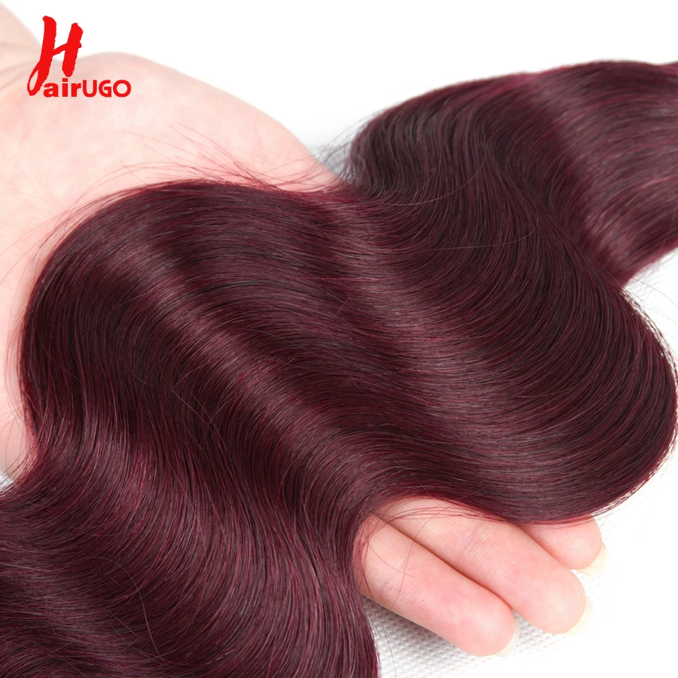 Brazilian Body Wave Hair Bundles 1/3/4 Bundles Deals 10-30 Inch Body Wave Remy 99J Hair 100% Human Extensions HairUGo