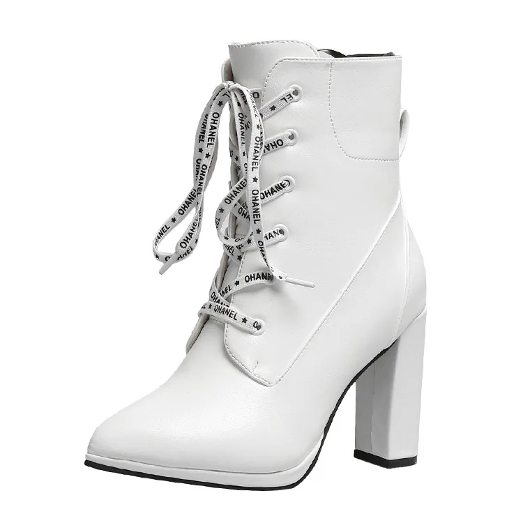 Женские ботинки с острым носком ботинки «мартенс» Для женщин Толстые со на высоких каблуках Женские ботинки с бархатом; Теплые ботильоны Женские ботинки