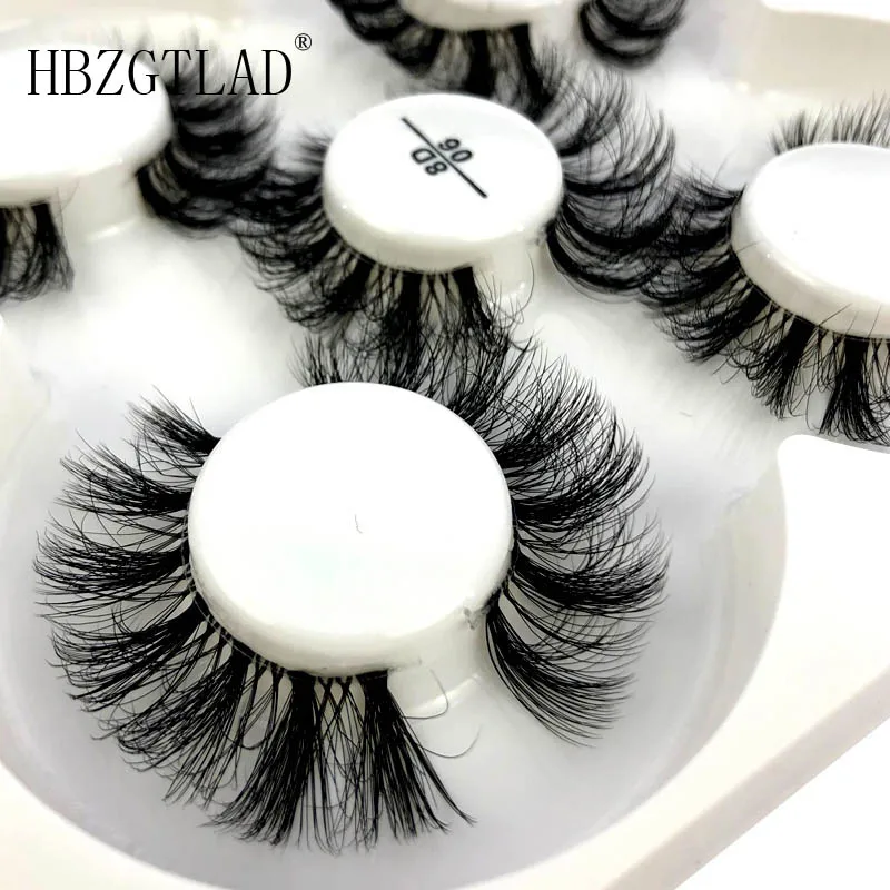 5 Pairs 3D Mink Eyelashes Clear Band Eye Lashes Crisscross Transparent