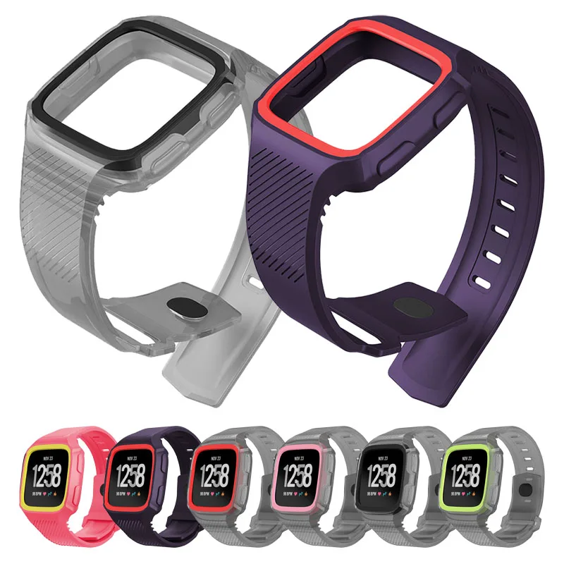 Новый силиконовый спортивный ремешок для Fitbit Versa два в одном полупрозрачный