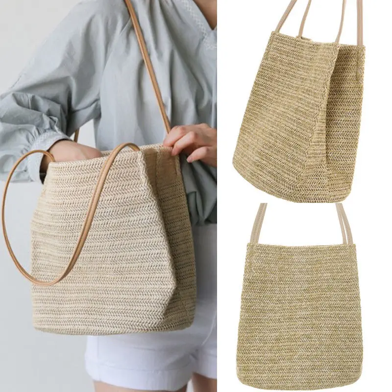 Местный запас женские модные дизайнерские винтажные сумки сумка, сумки, сумочка плетеная Сумка из ротанга хозяйственная сумка через плечо соломенная сумка