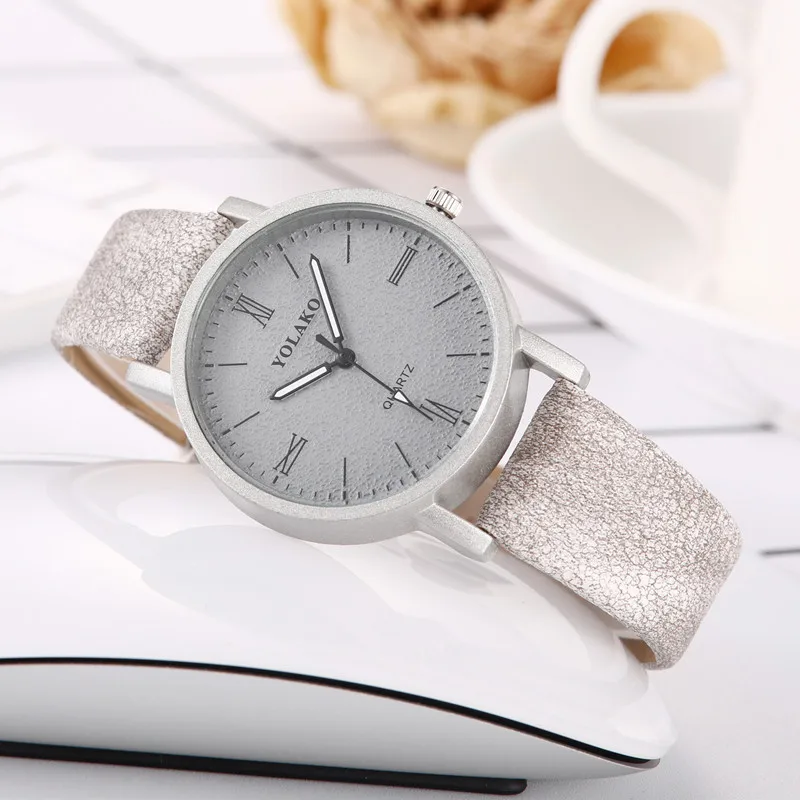 

Dropshipping Fashion Women's Luxury Leather Band Analog Quartz Wrist Watch Grey Ladies Watch Women Dress Reloj Mujer Rome Clock