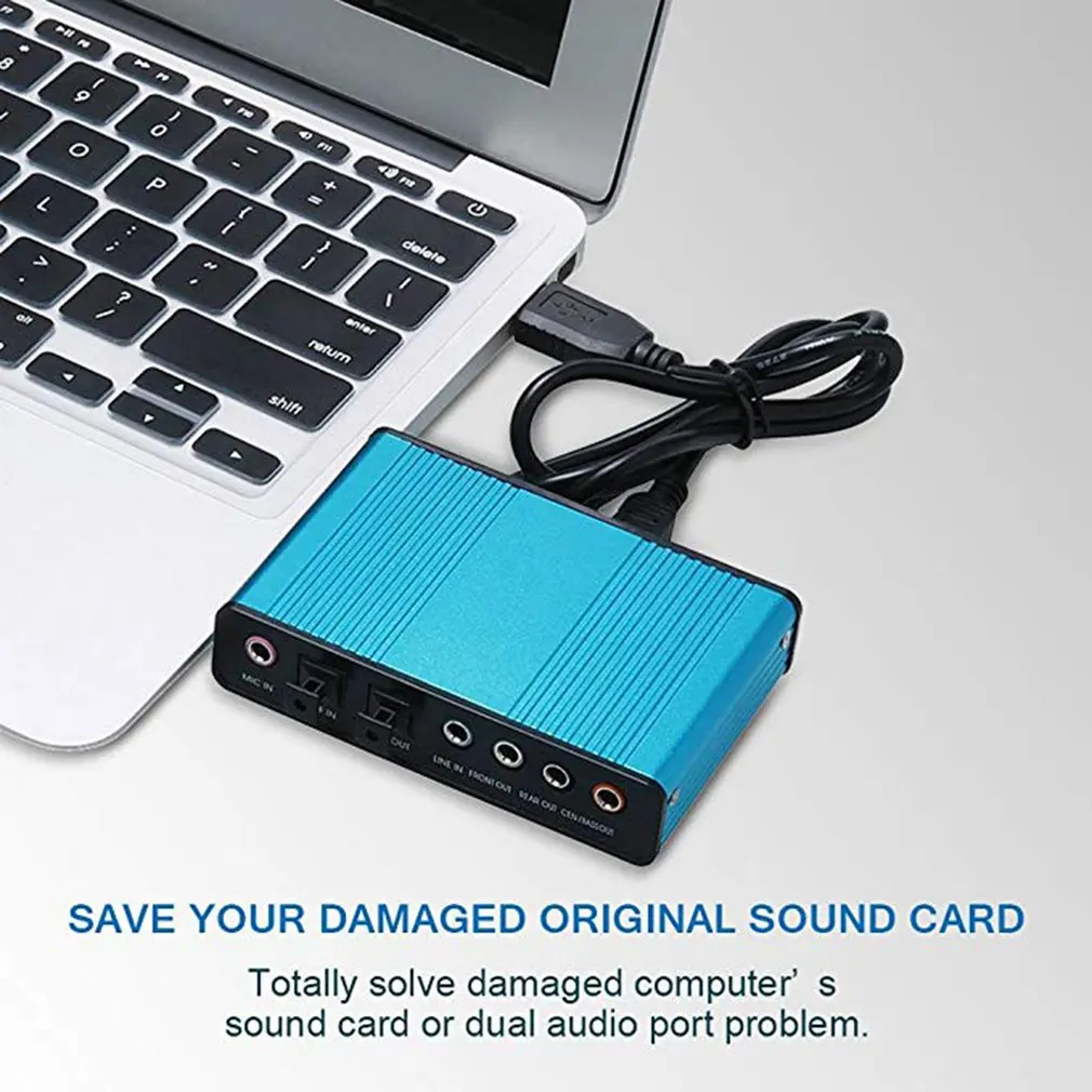 6 канальный внешняя звуковая карта 5,1/7,1 Surround Sound USB 2,0 Внешний оптический S/PDIF аудио адаптер Звуковая карта для портативных ПК
