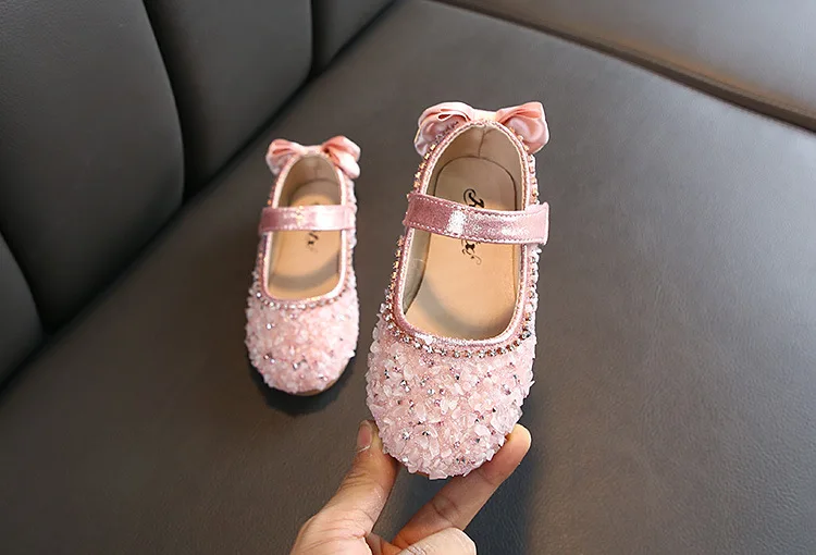 Девочка принцесса кожаная обувь дети младенец Начинающий ходить малыш сандалии девушки Мода Кристалл кожа тонкие туфли вечерние принцесса кроссовки