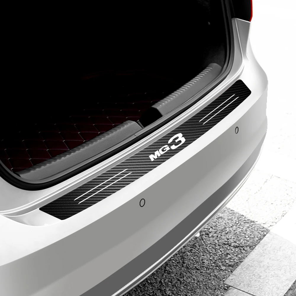 Carbon Fiber Car Tail Trunk Scuff Guard Protector Sticker Rear Bumper Load Edge Protection Decal for MG MG3 Emblem Accessories