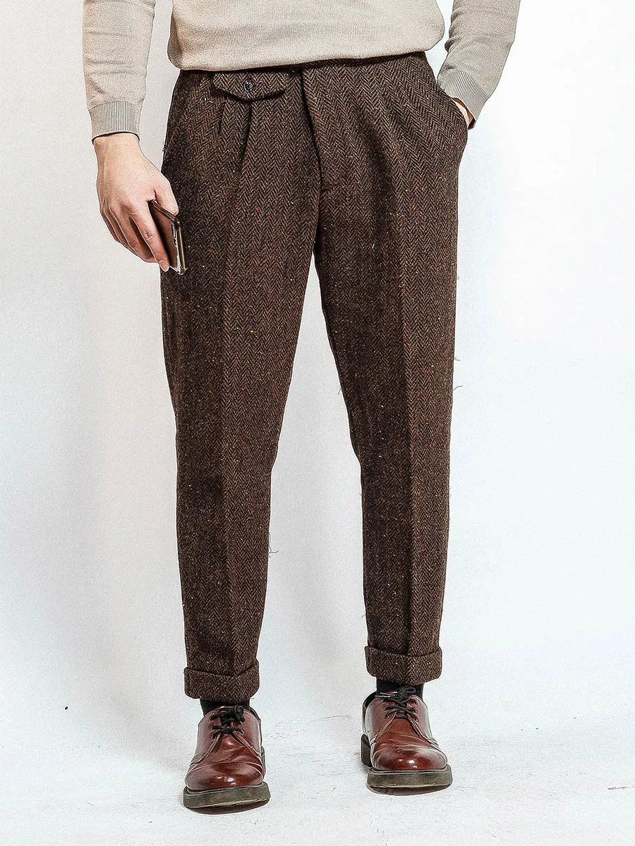 Pantaloni a spina di pesce in lana tweed da uomo autunno e inverno pantaloni  dritti Gurkha pantaloni corti in lana retrò|Casual Pants| - AliExpress