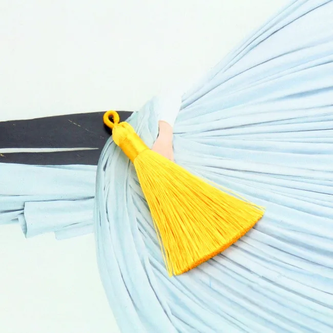 2pcs 8cm Silk Tassel Fringe Straps Pendant Brush DIY Craft Tassels Trim For Curtains Jewelry Making Wedding Home Decor Accessory