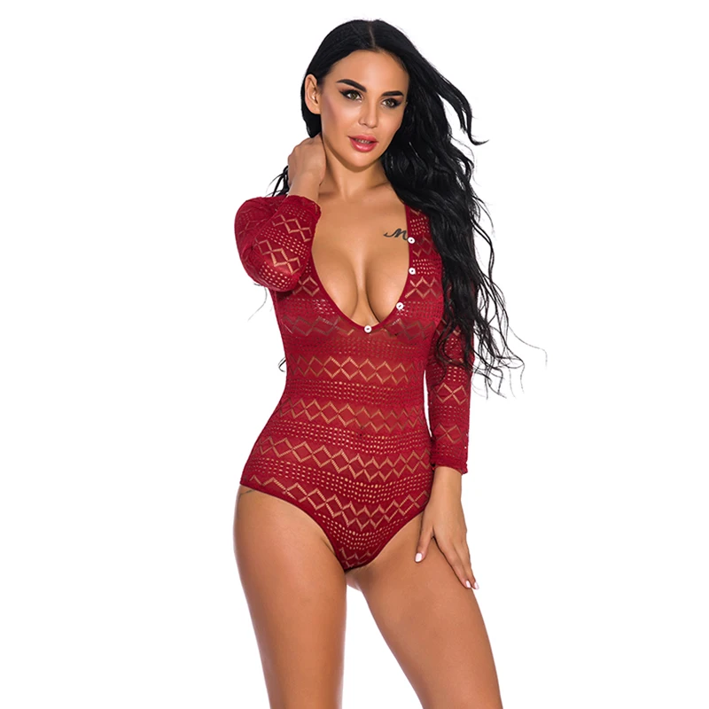

2019 Women Half Perspective Sleeveless Solid Color Sling Mesh Lingerie Jumpsuit Sleepwear Chemises Mini Slim Nightdress Pajamas