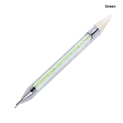 Двойной для ногтей художественные инструменты для маникюра плоская точка дрель точка УФ-гель для ногтей Живопись цветок ручка кисточка для ногтей кисти для рисования Инструменты - Цвет: Green