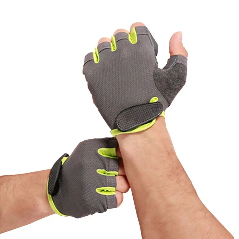 Fluorescent Green L 1 пара(2 шт.) перчатки на полпальца противоскользящие амортизирующие подушечки дышащие уличные спортивные перчатки Мужские Женские Унисекс подтяжки - Цвет: Fluorescent Green L