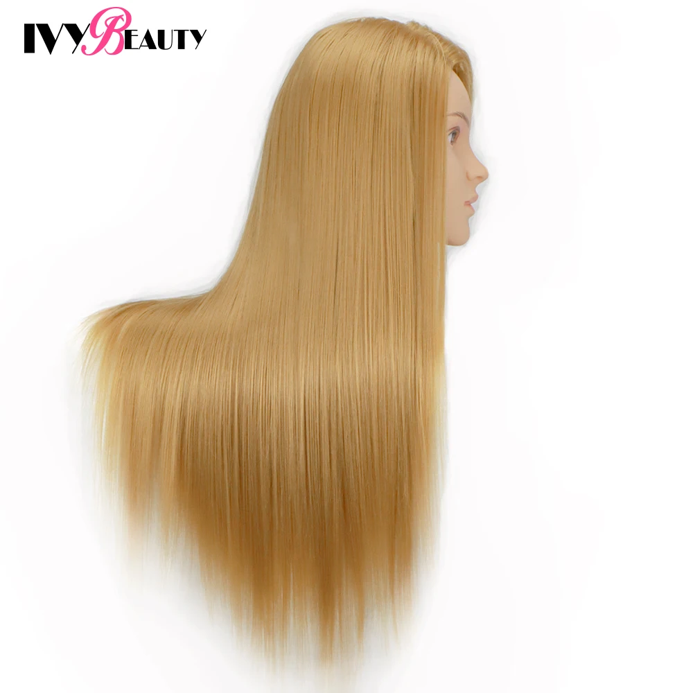 Teste di manichino con capelli da 65 cm per acconciature Tete De Cabeza Manichino Bambole fittizie Testa per parrucchiere Pratica acconciature - immagine 4
