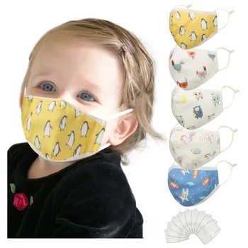 

1Pcs Mask With 2Pcs Filter Kids Babies Cartoon Printing Masks Washable Reusable Breathable Face Mask mascarilla reutilizable