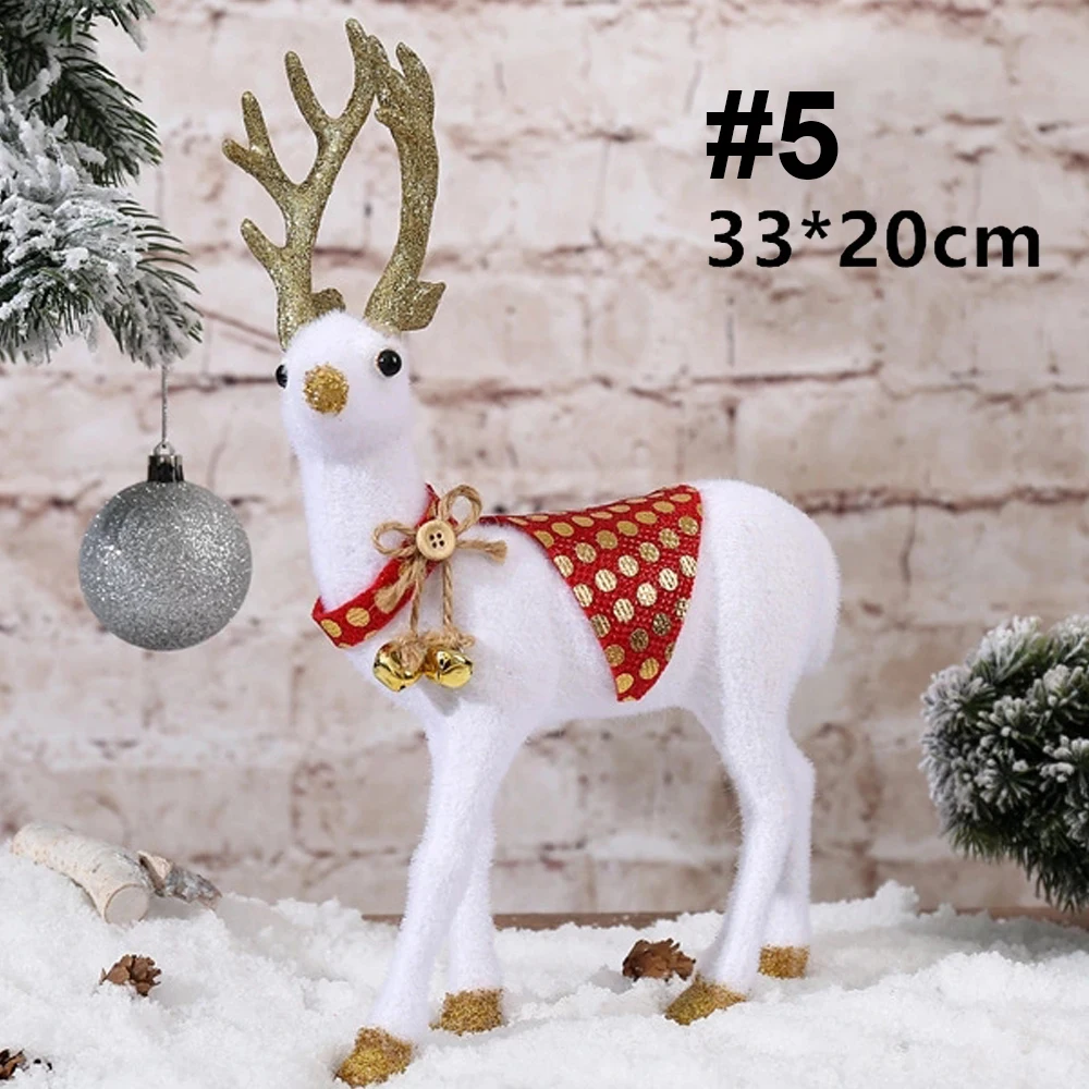 Рождественский Белый олень постоянного имитация белого цвета с рисунком рождественского оленя для белый Лось смолы свадебный Декор дети год игрушка - Цвет: E