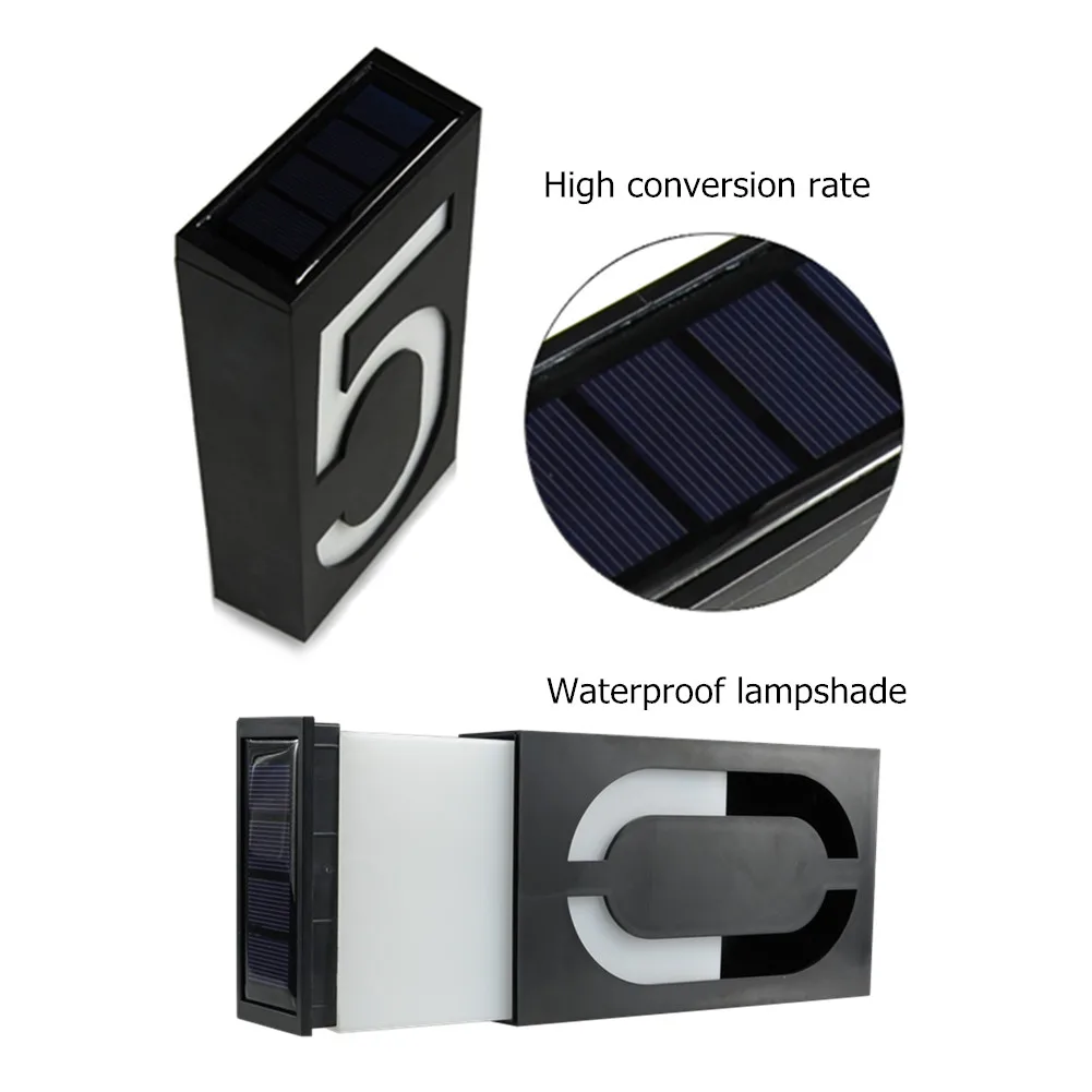 Luminária para Porta com Número da Porta Iluminação para Porta com Bateria Led de Energia Lâmpada Solar Recarregável 4 Luminária para porta com número da porta,