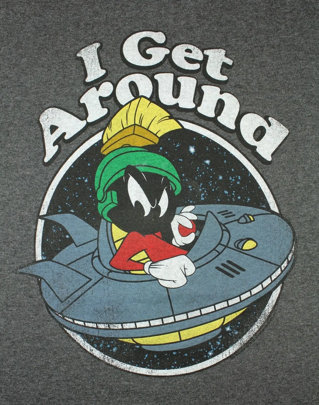 

Mens Looney Tunes Marvin Martian I Get Around T-Shirt S/Slv Gray Streetwear Size S-3XL