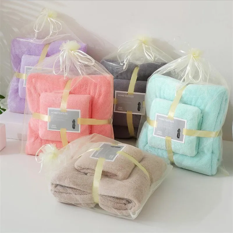 Microfiber Towel Set 17 Colors Coral Fleece Hair Drying Towel Microfibre Swimming Hand Bath Towel Sets Bathroom Towels Microfiber Set