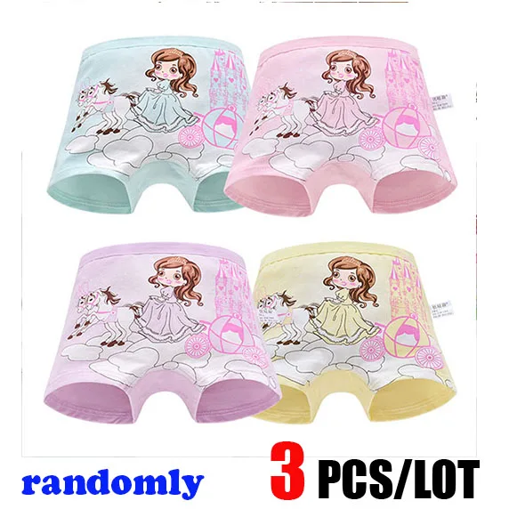 random 3 pcs 3 шт./лот; Новинка; нижнее белье для девочек; хлопковые детские трусы с рисунком; мягкие трусы-боксеры с принтом принцессы для девочек; трусы для школьников; нижнее белье; одежда - Цвет: random 3 pcs