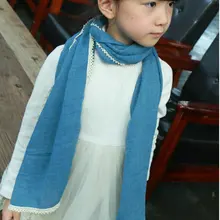 Детские хлопковые и льняные шарфы; модные однотонные кружевные Детские теплые воротнички для девочек