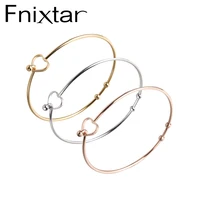 Fnixtar 2mm Thickness Wire Bangle Stainless Steel Open Love Heart Bracelets Bangle  60mm 10piece/lot 1