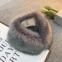 16Colors Unisex Neck Warmer Fake Fur Scarf Shawl Collar Fluffy Winter Jacket Coat Soft Necks Decor Women Wrap Scarf