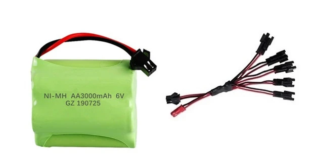 Red SM Plug) Ni-MH 6v 3000mah батарея+ USB зарядное устройство для радиоуправляемых игрушек машинки танки роботы лодки пушки 4* AA 6v аккумуляторная батарея - Цвет: Red