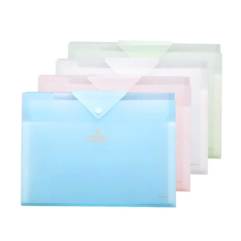 Office Folder Organizer, File Folder, Plastic Accordion Folder with 5 Pocket, A4 Letter Size Organizer with Snap Closure for Sch