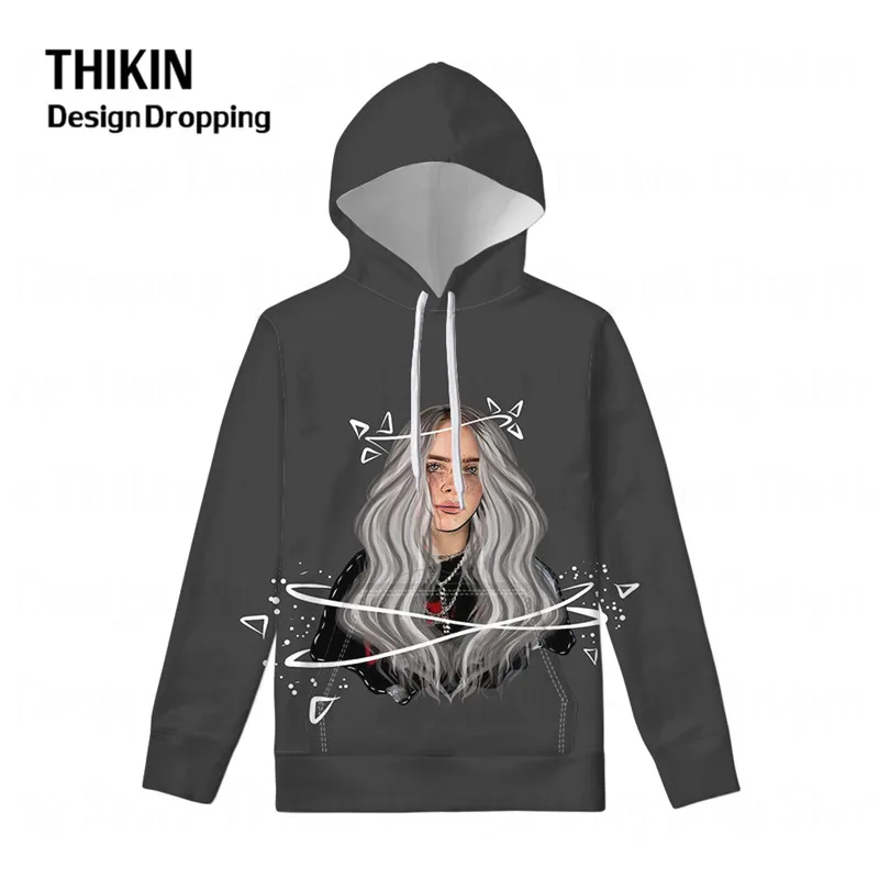 Модная женская уличная одежда Billie Eilish; толстовки для девочек-подростков; толстовка в стиле хип-хоп; пуловер с капюшоном; Спортивная толстовка с длинными рукавами - Цвет: as picture