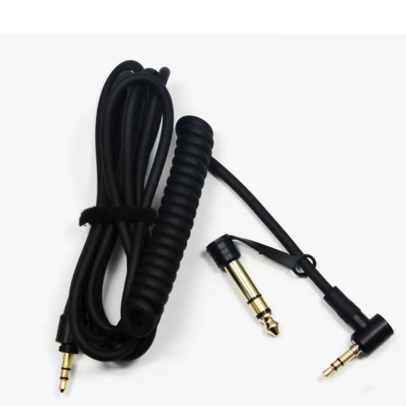 High-Quality Spring Extension Headphone Cable with 6.5mm Adapter, 3.5mm Interface