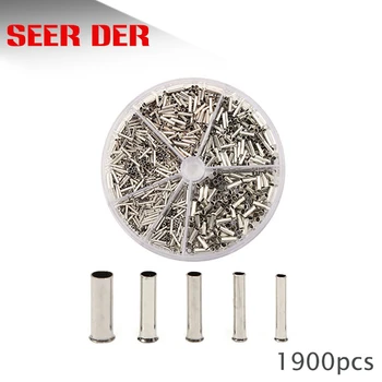 

1900pcs/box Durable Multi-size Ferrules Non-insulated Cable Lugs Wire End Sleeves Ferrules 0.5mm2 - 2.5mm2 Assortment Kit