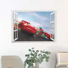 Cheap Disney cartoon movie 3Dview Cars Lightning McQueen Window wall sticker for kids room mural art Home decoration PA14262-N Cheap Disney cartoon movie 3Dview Cars Lightning McQueen Window wall sticker for kids room mural art Home decoration PA14262-N