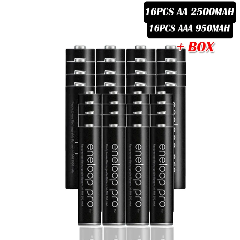 16pcs AA 16pcs AAA Panasonic AA Ni-MH аккумуляторная батарея+ AAA батарея(aa 2500mAh и aaa 950 mAh) для фонариков камеры дистанционного управления игрушки - Цвет: 16pcs AA 16pcs AAA