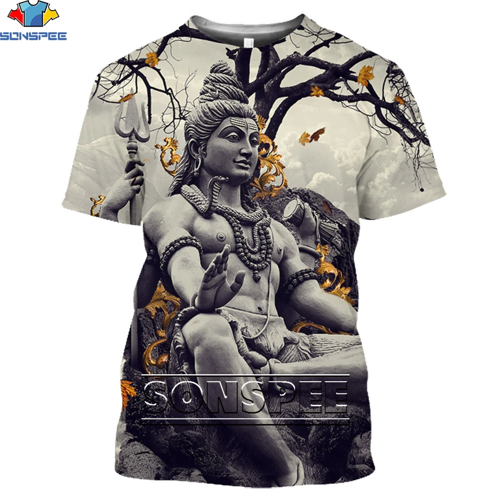 Lord shiva printed t shirts online Clearance